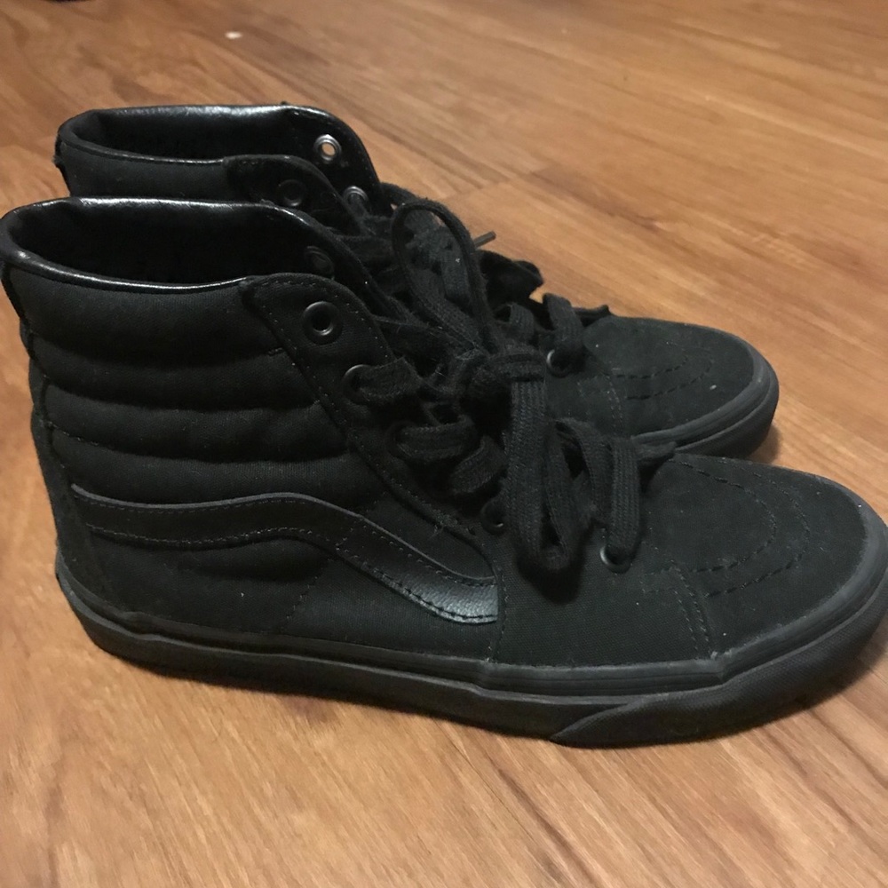 Vans black on black hi-top sk8 shoe